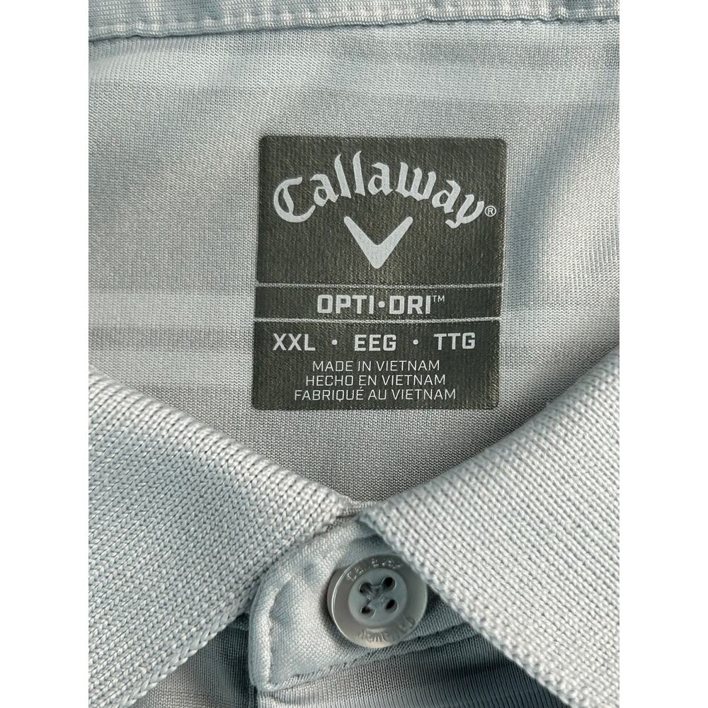 Callaway Opti-Dri Gray Striped Golf Polo Shirt Size XXL Performance Short Sleeve - Picture 3 of 8